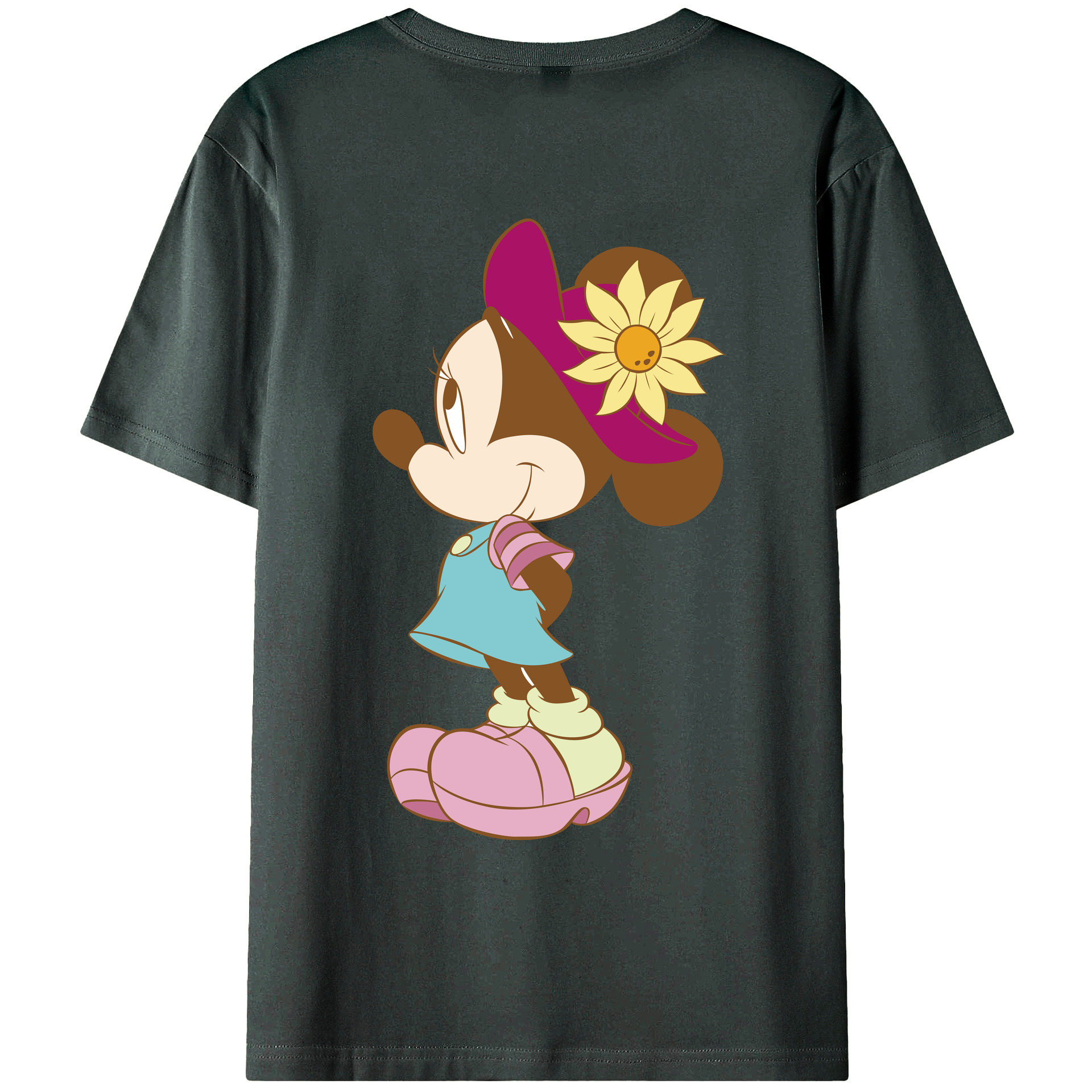 ミッキーマウス Mickey Mouse 綿100％ メンズ半袖Tシャツ（バックプリント） 通気性